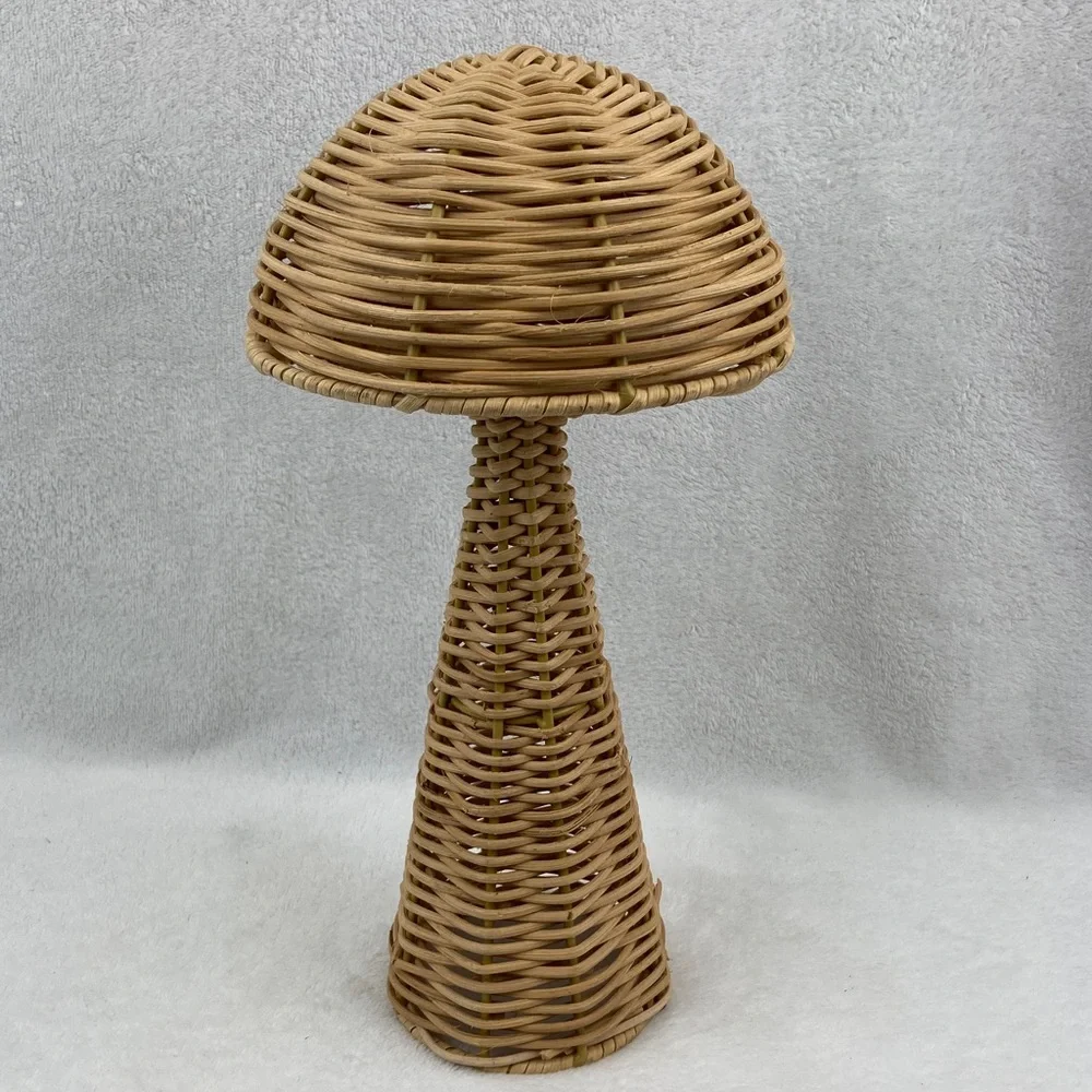 Woven Rattan Mushroom Decor 13.5”
